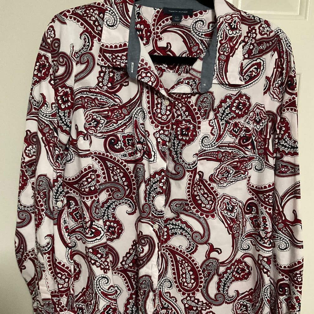 Tommy Hilfiger Red and white paisley blouse